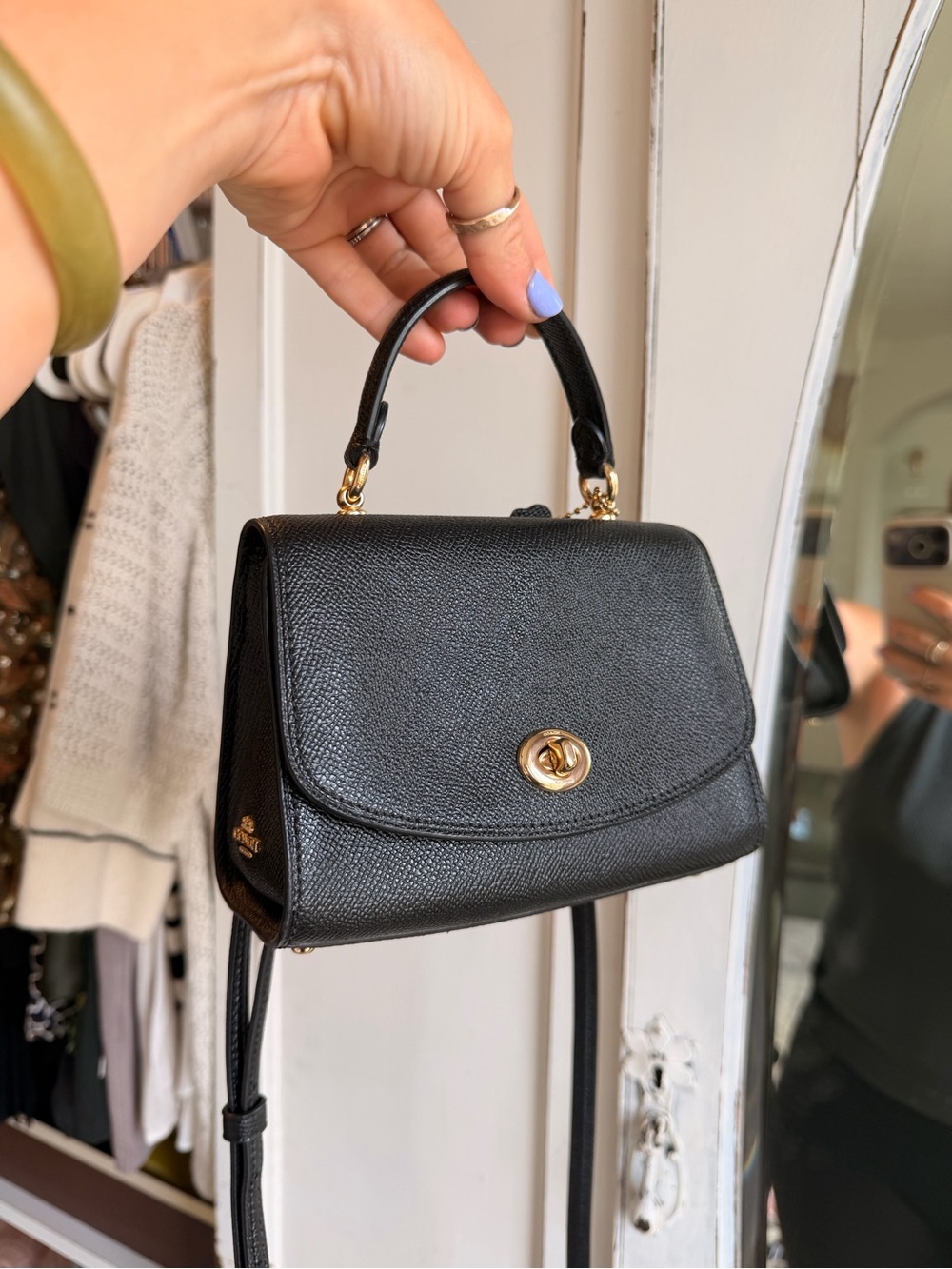 Coach Mini Black Top-Handle Crossbody Bag with Gold Hardware - Picture 4 of 5